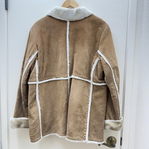 Bernardo Suede Sherpa Patchwork Coat Womens XLP Southwestern Fall Winter Warm - Picture 2 of 16